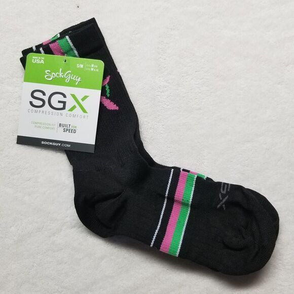 Sock Guy Womens 6-10 SGX Pink Cancer Awareness Compression Comfort Made In USA - Picture 1 of 6